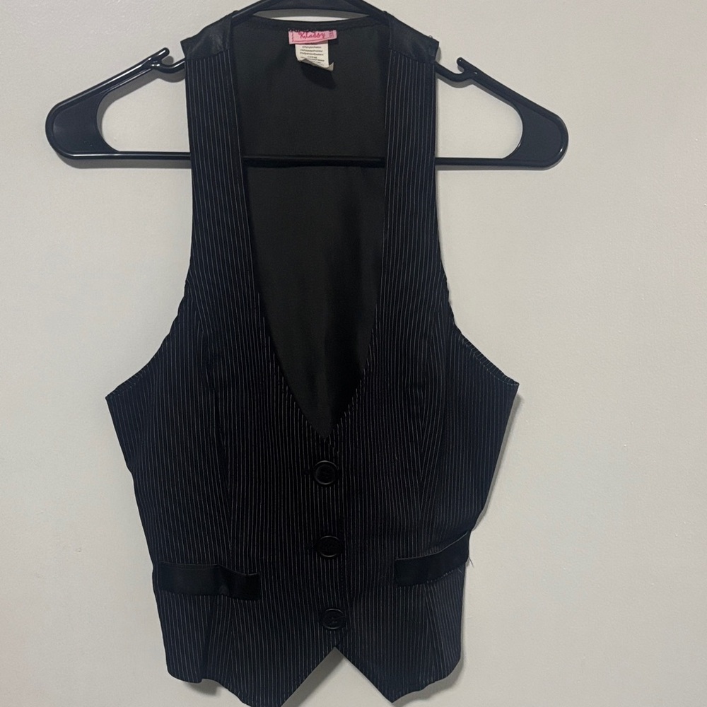 Klassy Network Black Pinstripe Vest